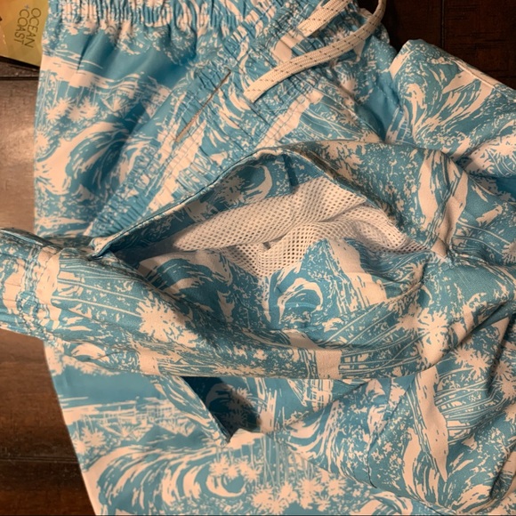 Ocean and Coast Swim Trunk Aqua Waves Floral XXL - Picture 4 of 5